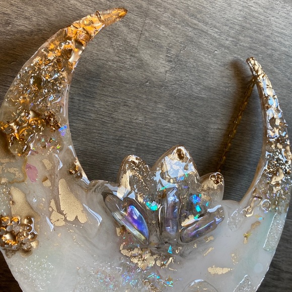 Crescent Shaped Quarts Crystal infused Wall Decor - Picture 2 of 9